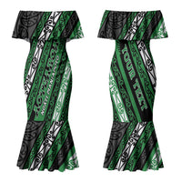 Personalised Aotearoa Ngati Maniapoto Couples Matching Mermaid Dress and Long Sleeve Button Shirt New Zealand Maori Tribal Fern Pattern