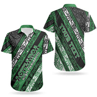 Personalised Aotearoa Ngati Maniapoto Couples Matching Off Shoulder Short Dress and Hawaiian Shirt New Zealand Maori Tribal Fern Pattern