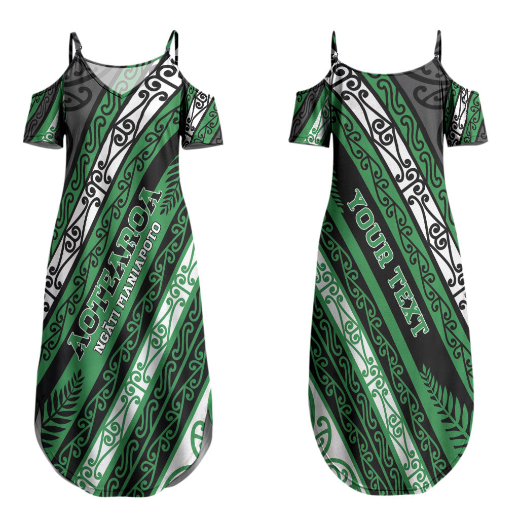 Personalised Aotearoa Ngati Maniapoto Couples Matching Summer Maxi Dress and Hawaiian Shirt New Zealand Maori Tribal Fern Pattern