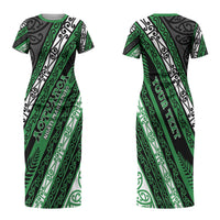 Personalised Aotearoa Ngati Maniapoto Family Matching Short Sleeve Bodycon Dress and Hawaiian Shirt New Zealand Maori Tribal Fern Pattern