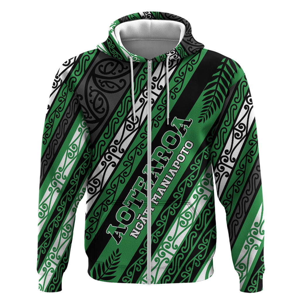 Personalised Aotearoa Ngati Maniapoto Hoodie New Zealand Maori Tribal Fern Pattern