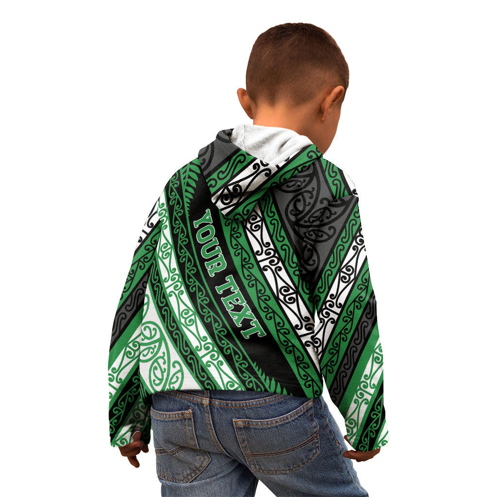Personalised Aotearoa Ngati Maniapoto Kid Hoodie New Zealand Maori Tribal Fern Pattern