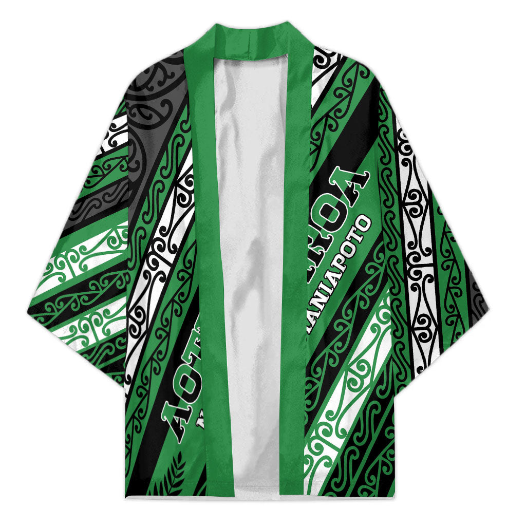 Personalised Aotearoa Ngati Maniapoto Kimono New Zealand Maori Tribal Fern Pattern DT05 Unisex Green - Polynesian Pride