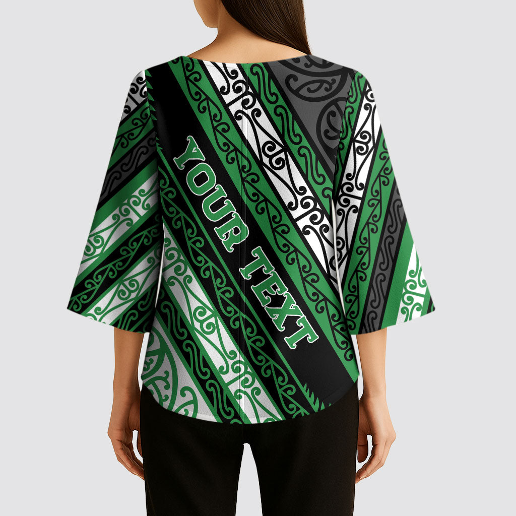 Personalised Aotearoa Ngati Maniapoto Kimono Sleeve Blouse New Zealand Maori Tribal Fern Pattern