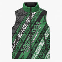 Personalised Aotearoa Ngati Maniapoto Sleeveless Puffer Jacket New Zealand Maori Tribal Fern Pattern