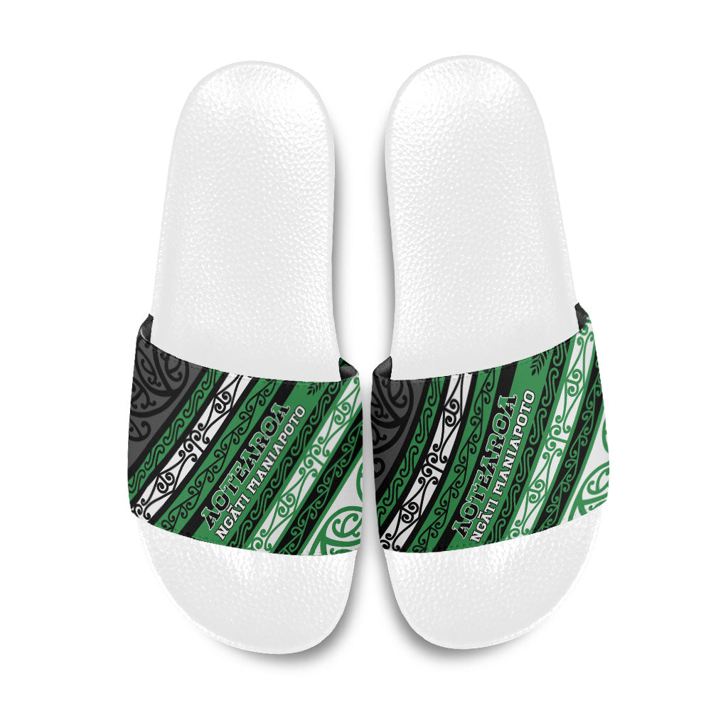 Aotearoa Ngati Maniapoto Slide Sandals New Zealand Maori Tribal Fern Pattern