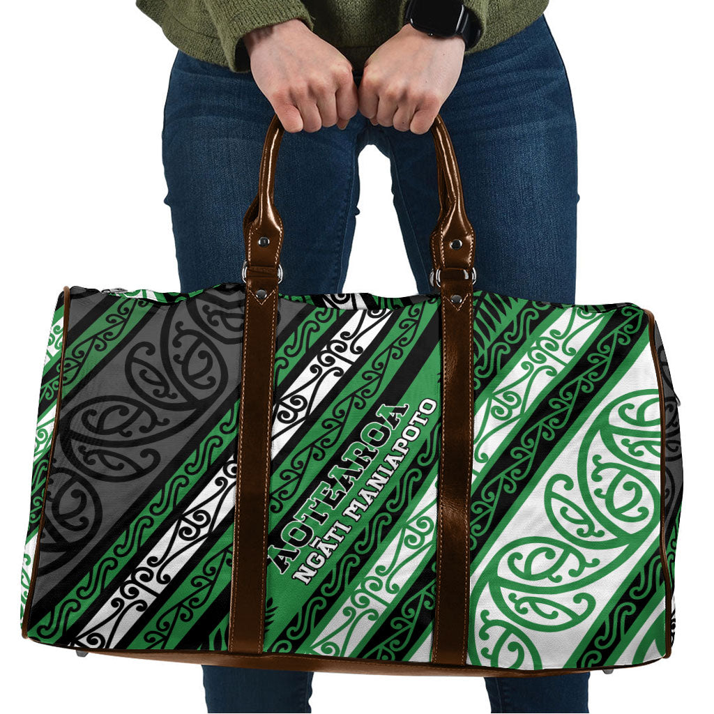 Aotearoa Ngati Maniapoto Travel Bag New Zealand Maori Tribal Fern Pattern DT05 Green - Polynesian Pride