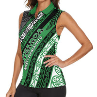 Personalised Aotearoa Ngati Maniapoto Women Sleeveless Polo Shirt New Zealand Maori Tribal Fern Pattern