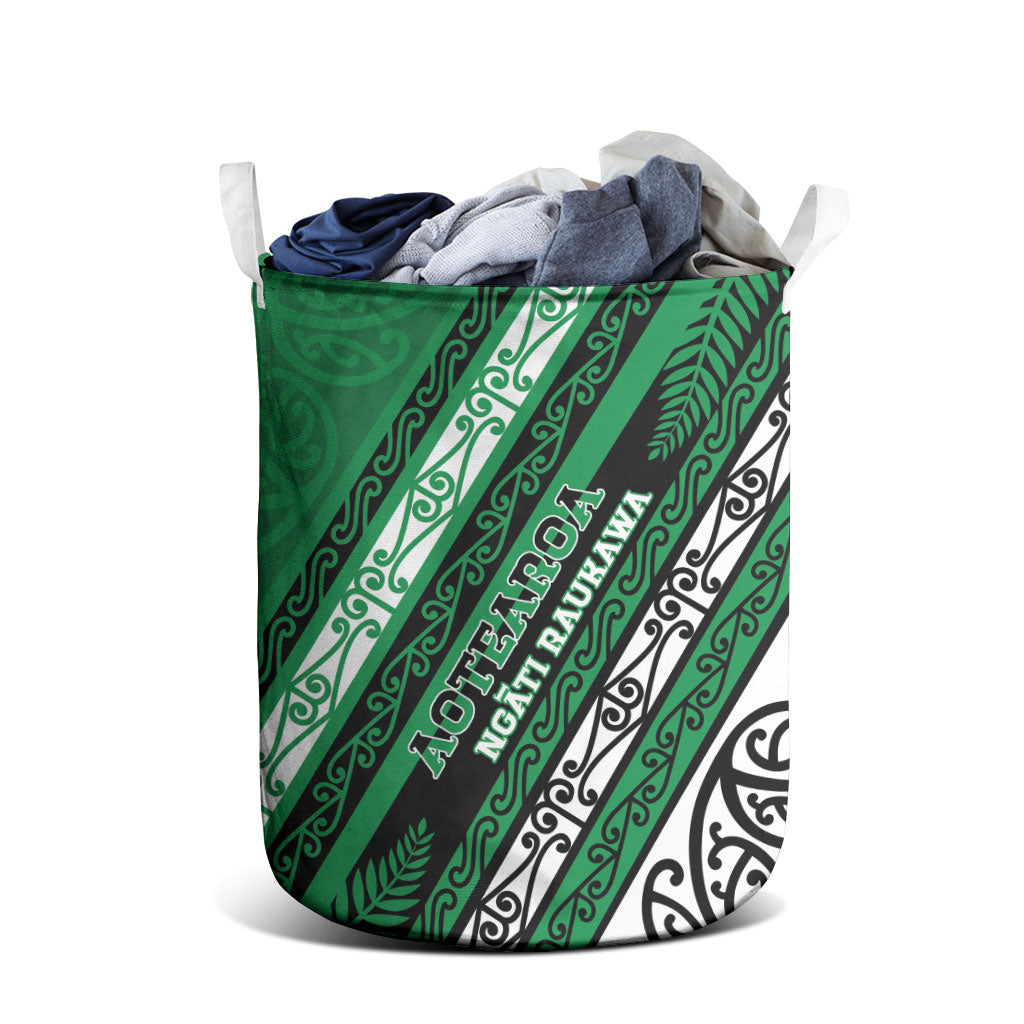 Aotearoa Ngati Raukawa Laundry Basket New Zealand Maori Tribal Fern Pattern