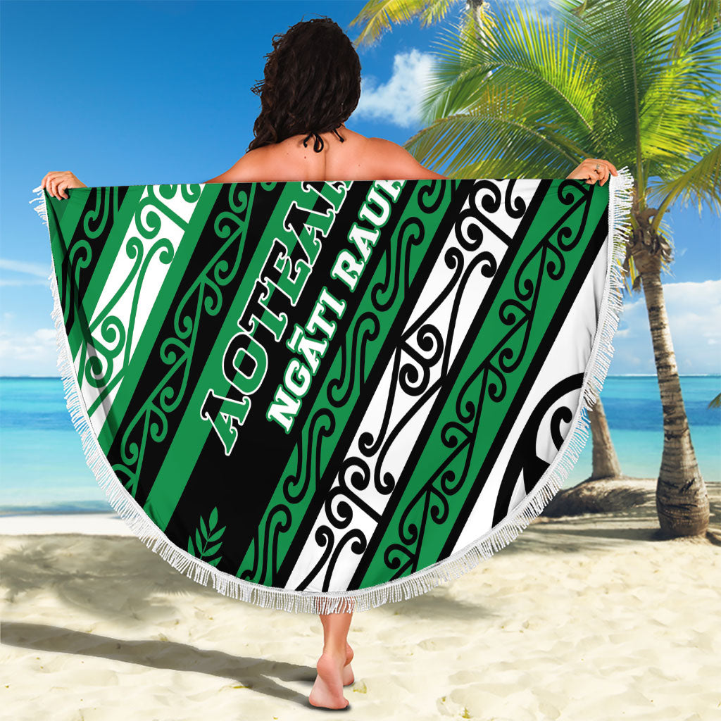 Aotearoa Ngati Raukawa Beach Blanket New Zealand Maori Tribal Fern Pattern