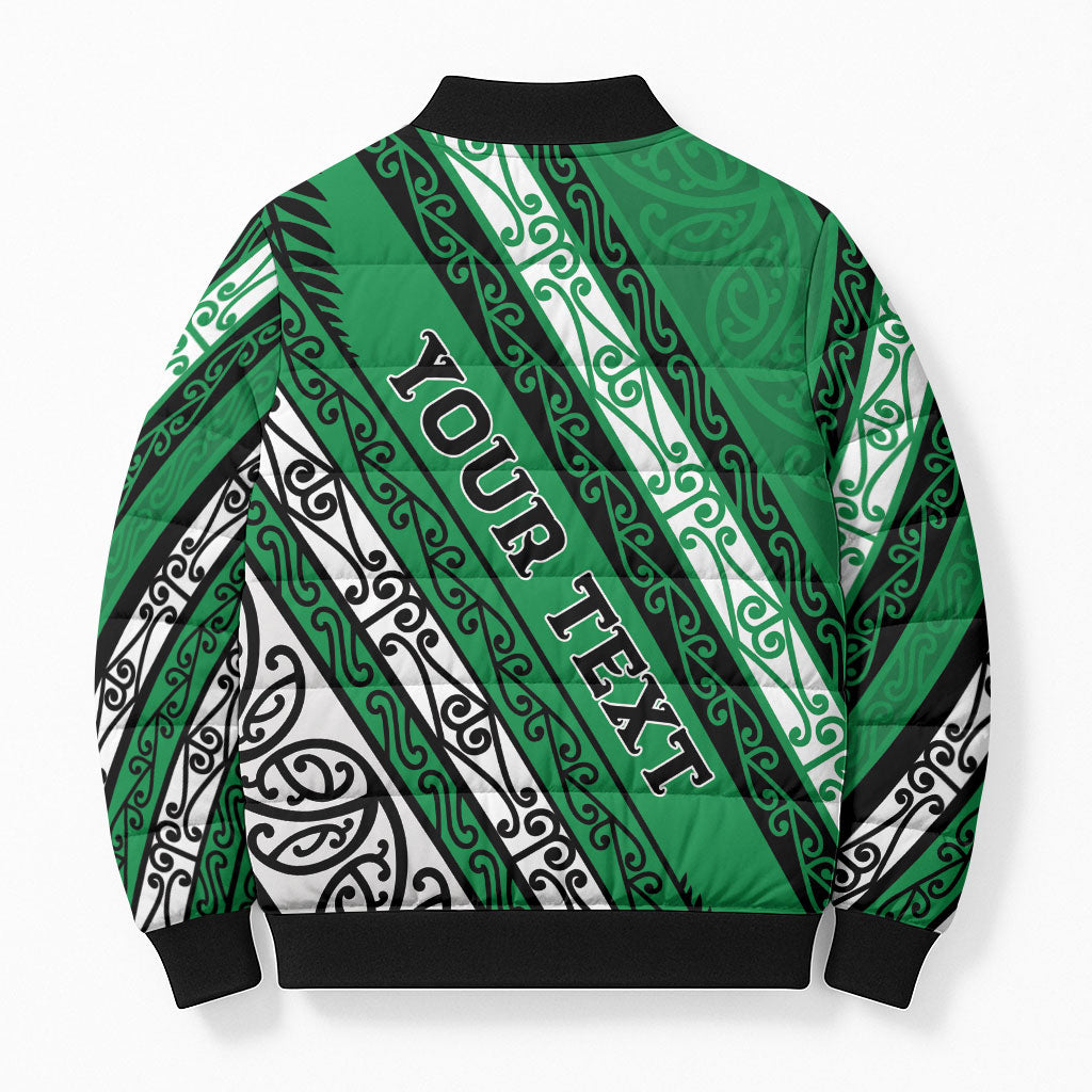 Personalised Aotearoa Ngati Raukawa Bomber Puffer Jacket New Zealand Maori Tribal Fern Pattern