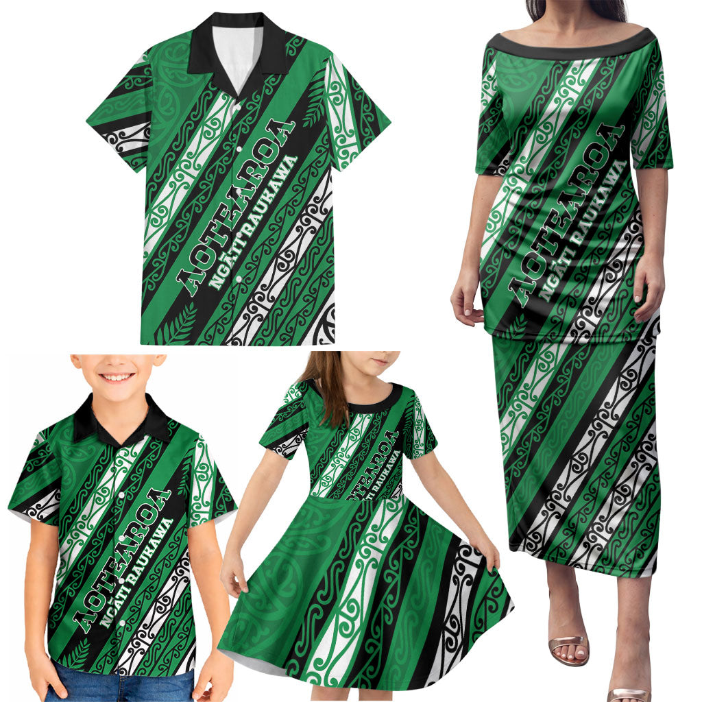 Personalised Aotearoa Ngati Raukawa Family Matching Puletasi and Hawaiian Shirt New Zealand Maori Tribal Fern Pattern