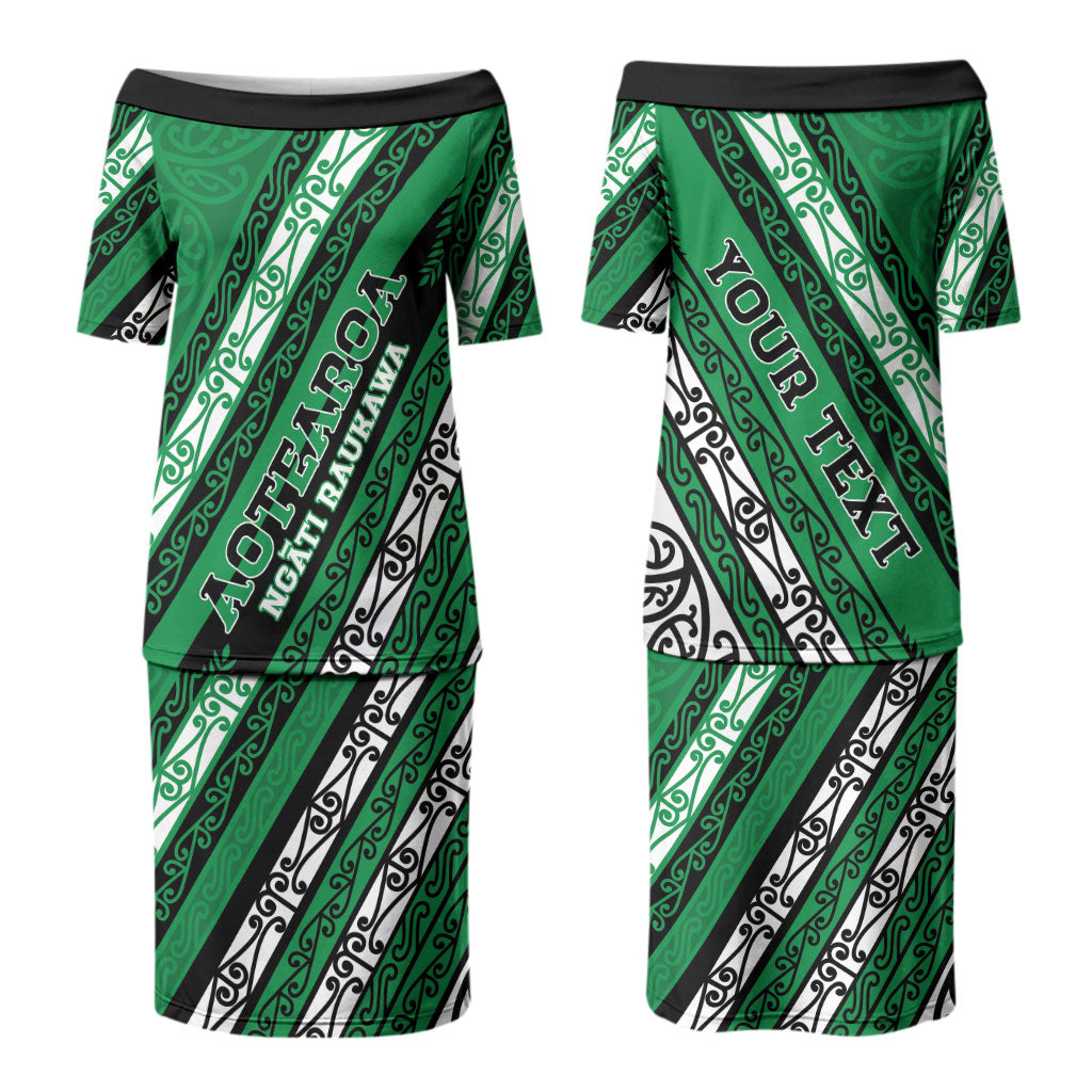 Personalised Aotearoa Ngati Raukawa Family Matching Puletasi and Hawaiian Shirt New Zealand Maori Tribal Fern Pattern