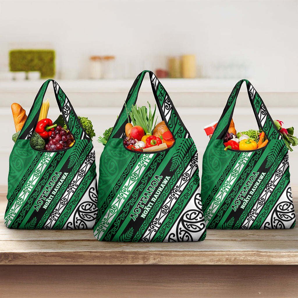 Aotearoa Ngati Raukawa Grocery Bag New Zealand Maori Tribal Fern Pattern
