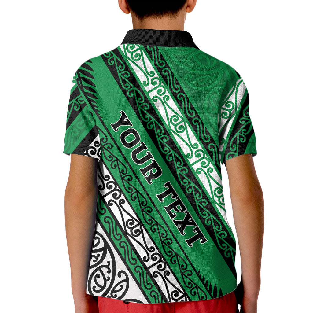 Personalised Aotearoa Ngati Raukawa Kid Polo Shirt New Zealand Maori Tribal Fern Pattern
