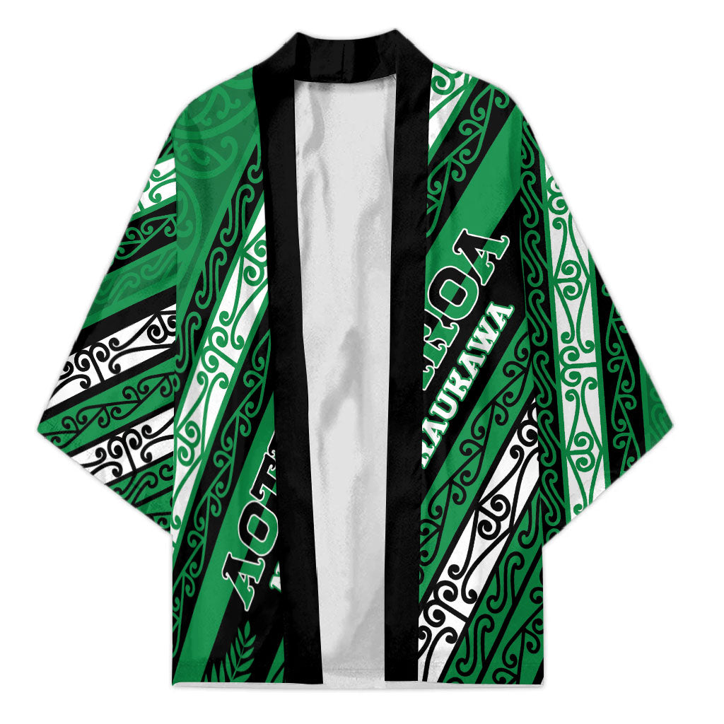 Personalised Aotearoa Ngati Raukawa Kimono New Zealand Maori Tribal Fern Pattern