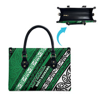 Aotearoa Ngati Raukawa Leather Bag New Zealand Maori Tribal Fern Pattern