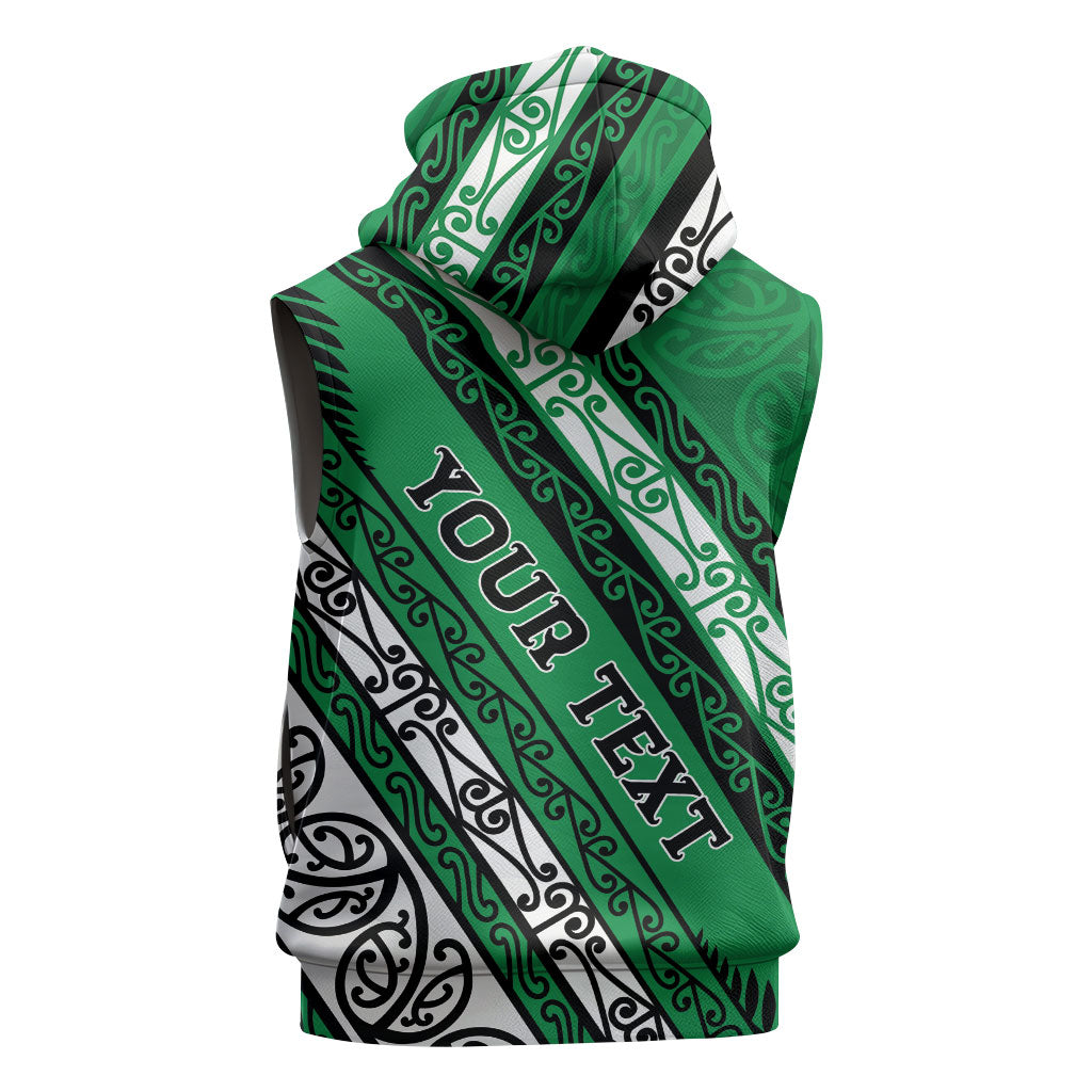 Personalised Aotearoa Ngati Raukawa Sleeveless Zip Hoodie New Zealand Maori Tribal Fern Pattern
