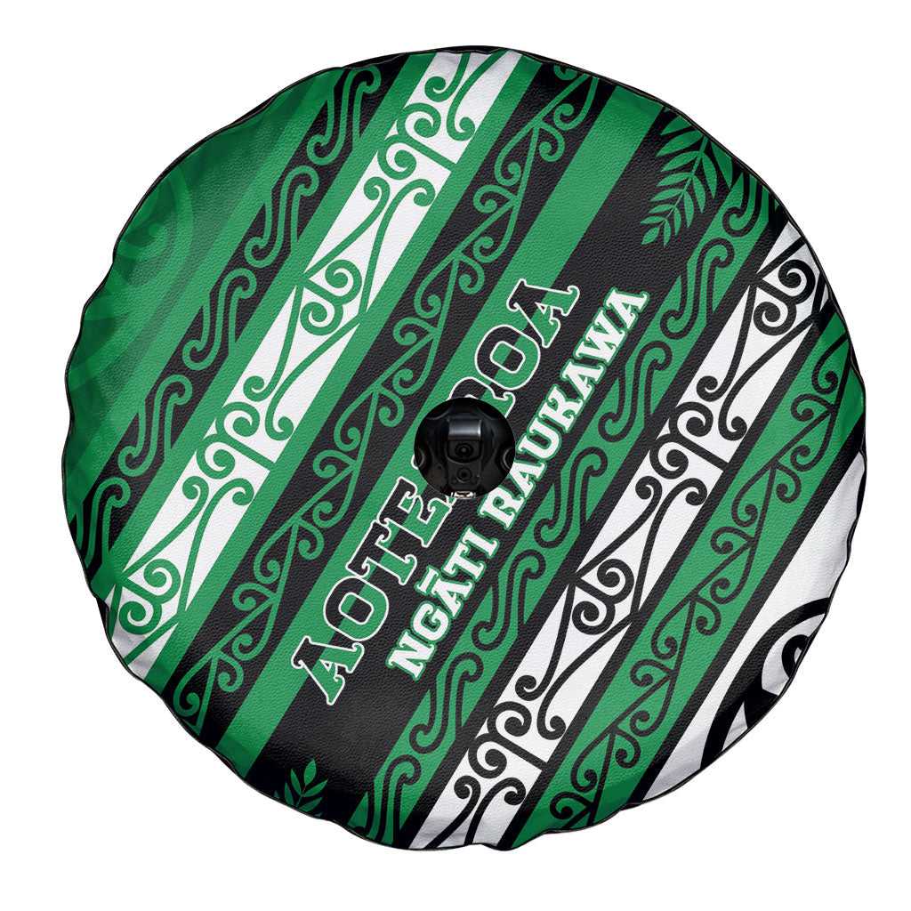 Aotearoa Ngati Raukawa Spare Tire Cover New Zealand Maori Tribal Fern Pattern