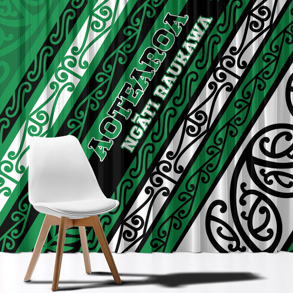 Aotearoa Ngati Raukawa Window Curtain New Zealand Maori Tribal Fern Pattern