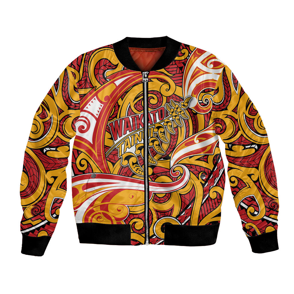 Custom Aotearoa Waikato Tainui Bomber Jacket Maori Tribal Pattern Koru Motif DT05 Unisex Yellow - Polynesian Pride
