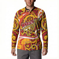 Custom Aotearoa Waikato Tainui Button Sweatshirt Maori Tribal Pattern Koru Motif
