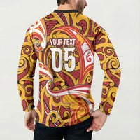 Custom Aotearoa Waikato Tainui Button Sweatshirt Maori Tribal Pattern Koru Motif