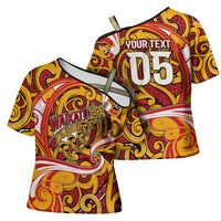 Custom Aotearoa Waikato Tainui Cross Shoulder Shirt Maori Tribal Pattern Koru Motif