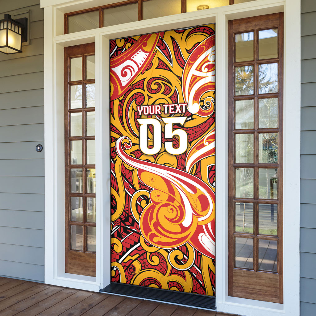 Custom Aotearoa Waikato Tainui Door Cover Maori Tribal Pattern Koru Motif