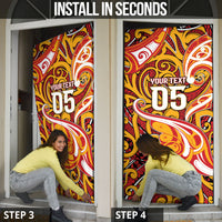 Custom Aotearoa Waikato Tainui Door Cover Maori Tribal Pattern Koru Motif