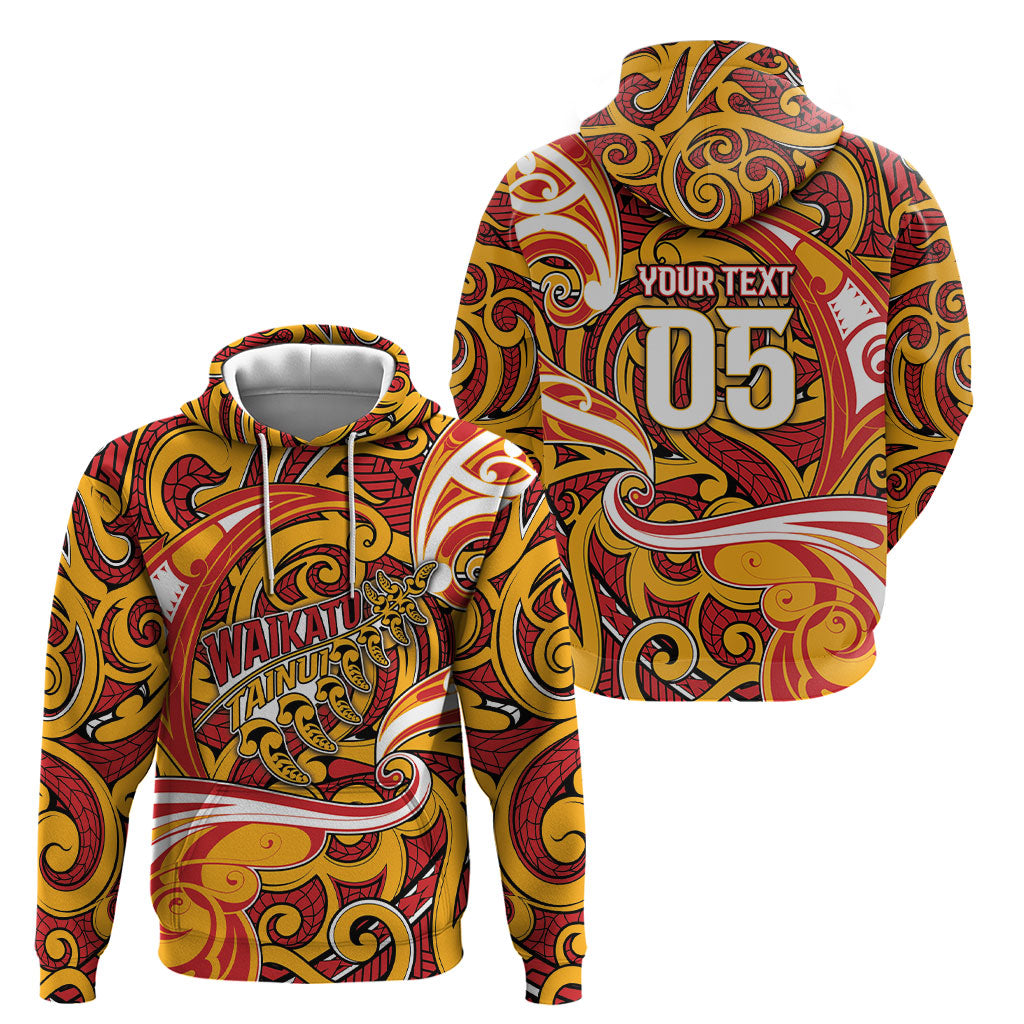 Custom Aotearoa Waikato Tainui Hoodie Maori Tribal Pattern Koru Motif