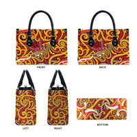 Aotearoa Waikato Tainui Leather Bag Maori Tribal Pattern Koru Motif