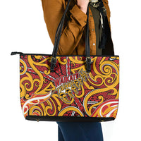 Aotearoa Waikato Tainui Leather Tote Bag Maori Tribal Pattern Koru Motif