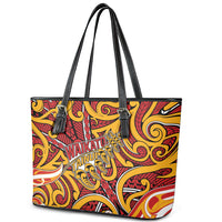 Aotearoa Waikato Tainui Leather Tote Bag Maori Tribal Pattern Koru Motif