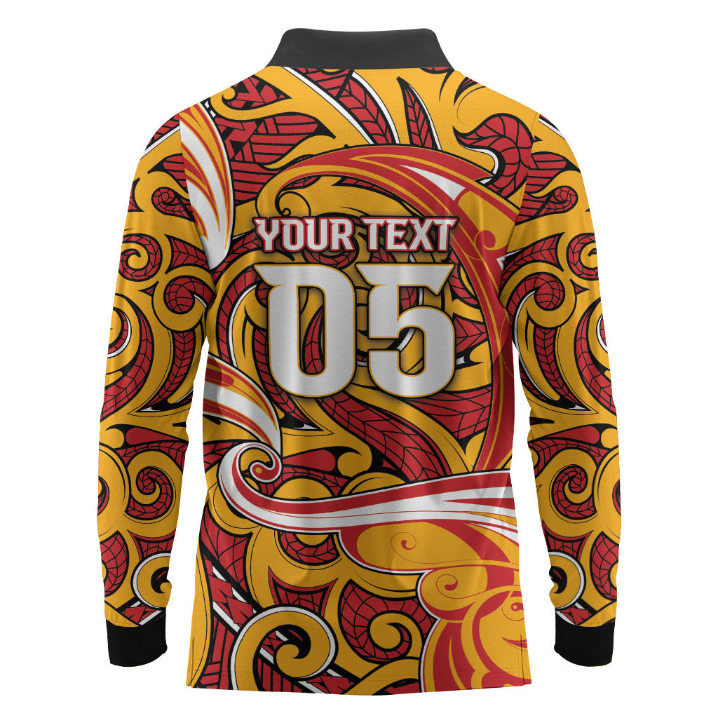 Custom Aotearoa Waikato Tainui Long Sleeve Polo Shirt Maori Tribal Pattern Koru Motif