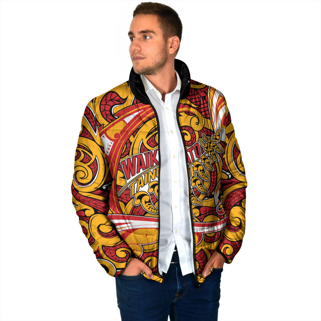 Custom Aotearoa Waikato Tainui Padded Jacket Maori Tribal Pattern Koru Motif