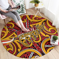 Aotearoa Waikato Tainui Round Carpet Maori Tribal Pattern Koru Motif