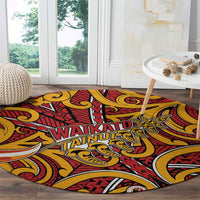 Aotearoa Waikato Tainui Round Carpet Maori Tribal Pattern Koru Motif