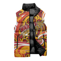 Custom Aotearoa Waikato Tainui Sleeveless Puffer Jacket Maori Tribal Pattern Koru Motif