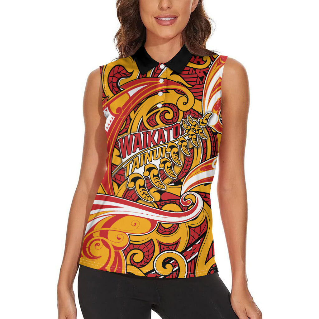 Custom Aotearoa Waikato Tainui Women Sleeveless Polo Shirt Maori Tribal Pattern Koru Motif