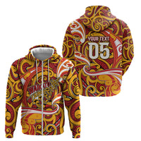 Custom Aotearoa Waikato Tainui Zip Hoodie Maori Tribal Pattern Koru Motif