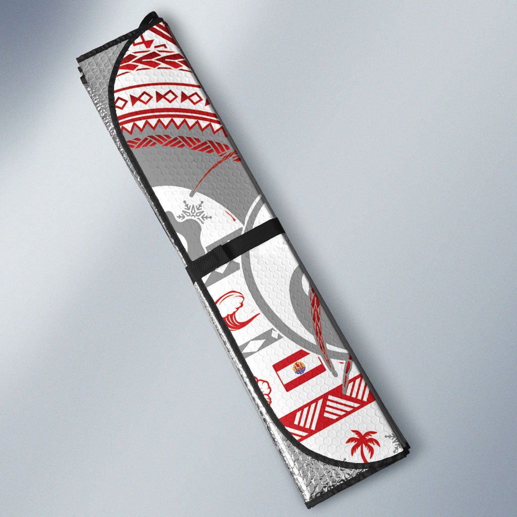 French Polynesian Christmas Auto Sun Shade Santa Riding Hammerhead Shark Tahitian DT05 - Polynesian Pride