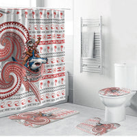 French Polynesian Christmas Bathroom Set Santa Riding Hammerhead Shark Tahitian