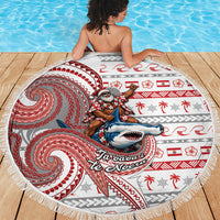 French Polynesian Christmas Beach Blanket Santa Riding Hammerhead Shark Tahitian DT05 - Polynesian Pride