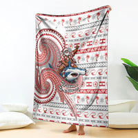 French Polynesian Christmas Blanket Santa Riding Hammerhead Shark Tahitian DT05 - Polynesian Pride