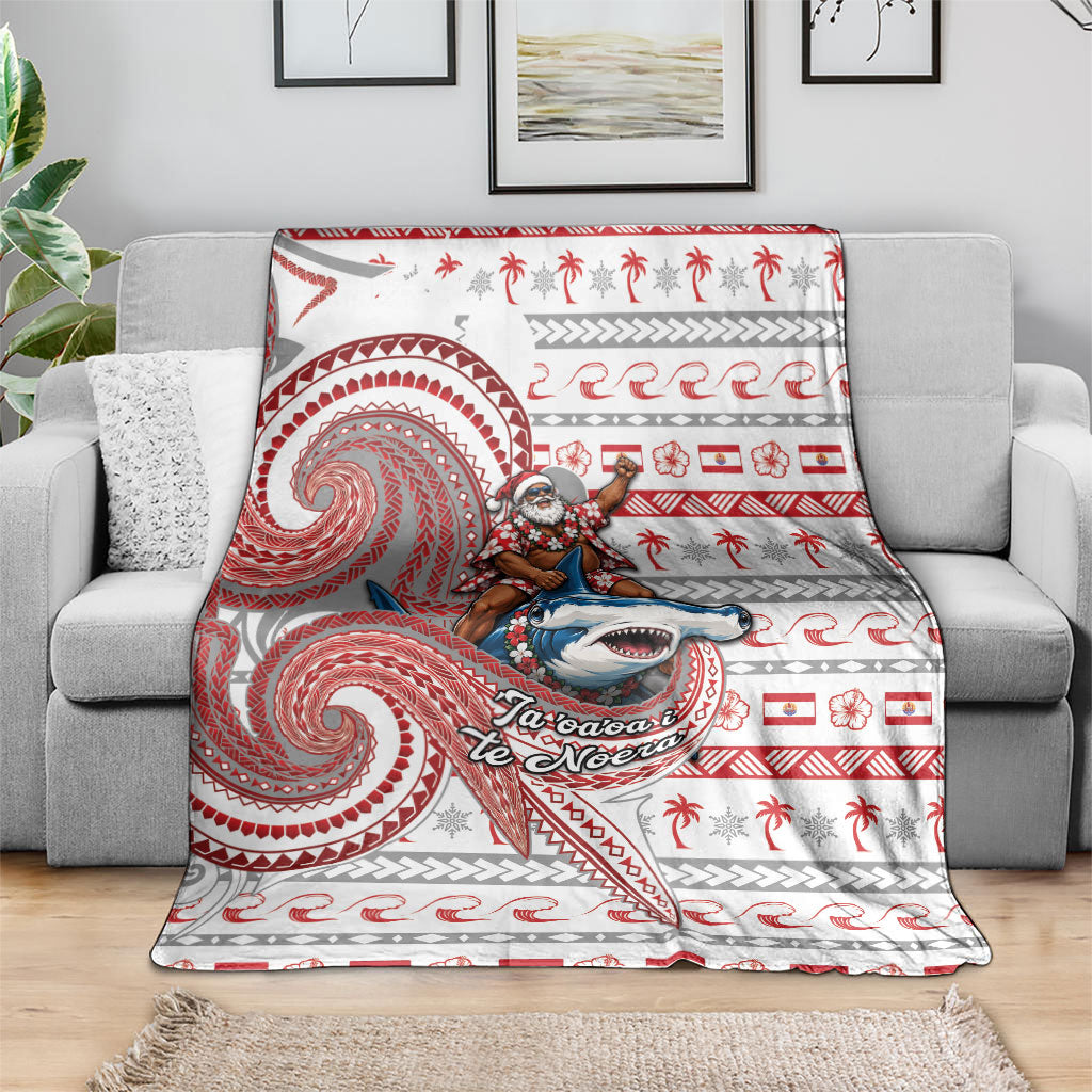 French Polynesian Christmas Blanket Santa Riding Hammerhead Shark Tahitian DT05 - Polynesian Pride
