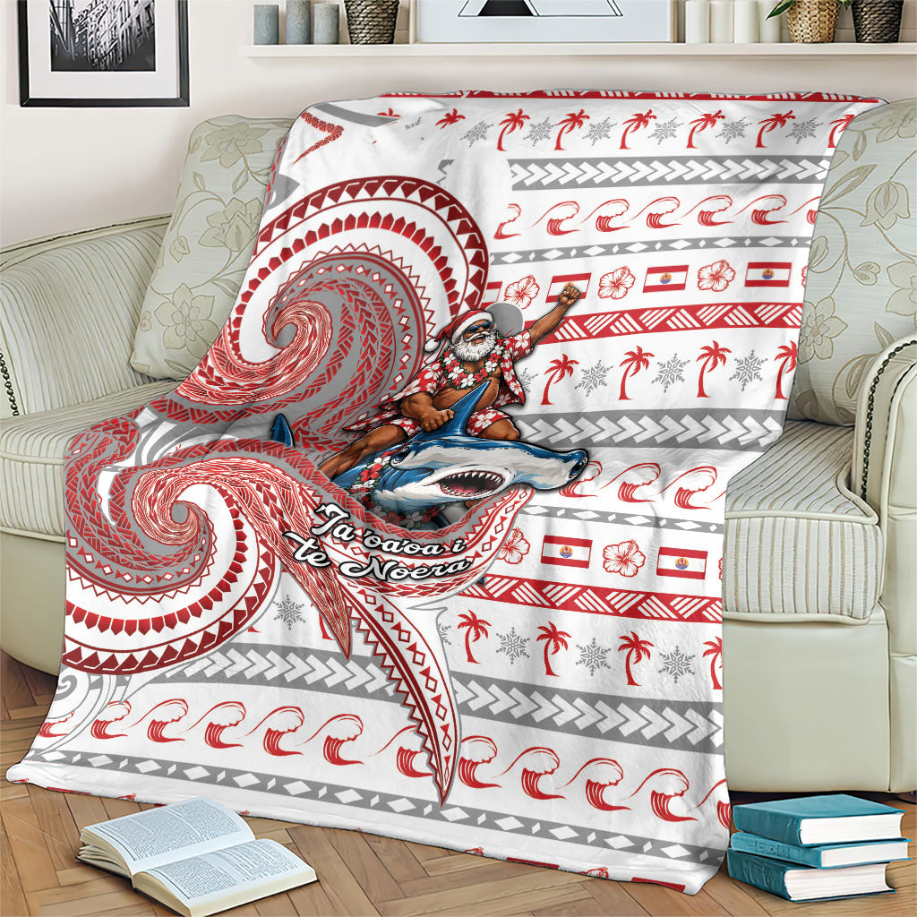 French Polynesian Christmas Blanket Santa Riding Hammerhead Shark Tahitian DT05 - Polynesian Pride