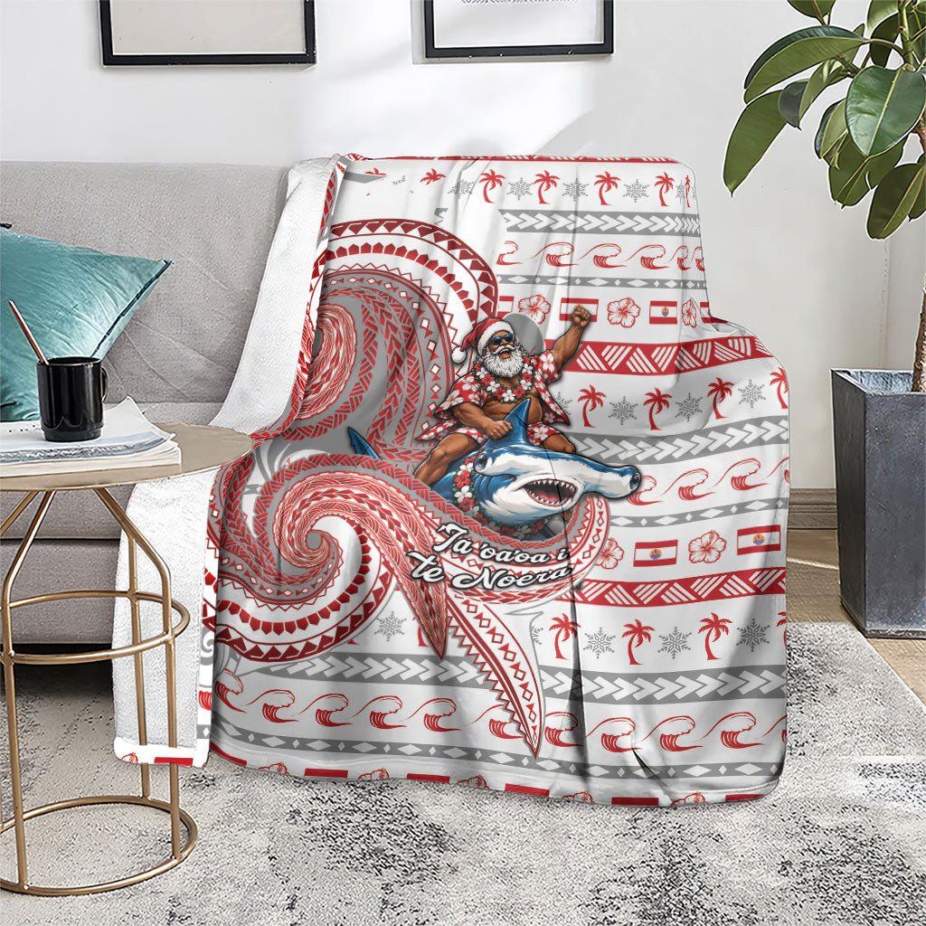 French Polynesian Christmas Blanket Santa Riding Hammerhead Shark Tahitian DT05 - Polynesian Pride
