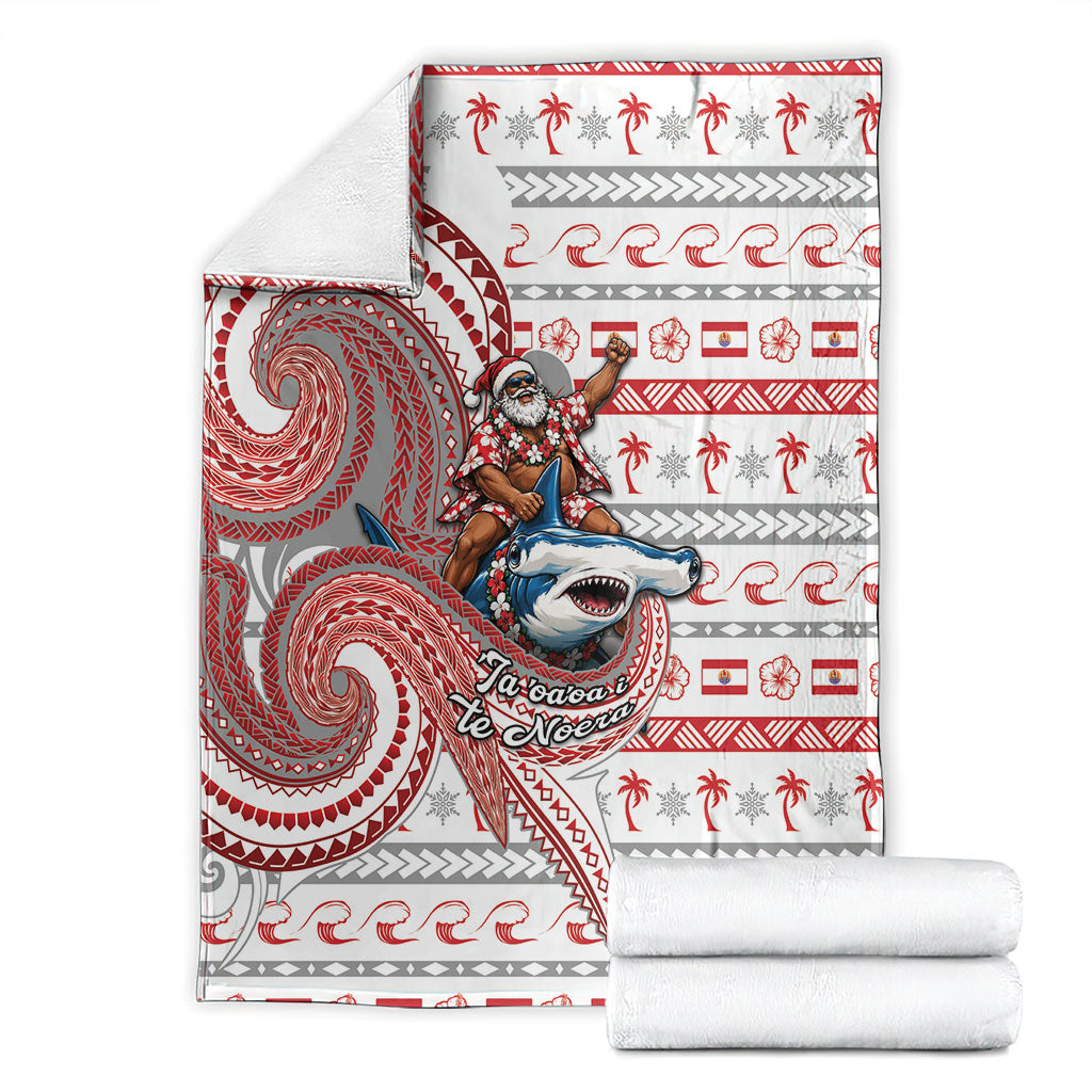 French Polynesian Christmas Blanket Santa Riding Hammerhead Shark Tahitian DT05 - Polynesian Pride