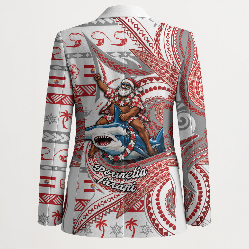 French Polynesian Christmas Blazer Santa Riding Hammerhead Shark Tahitian DT05 - Polynesian Pride